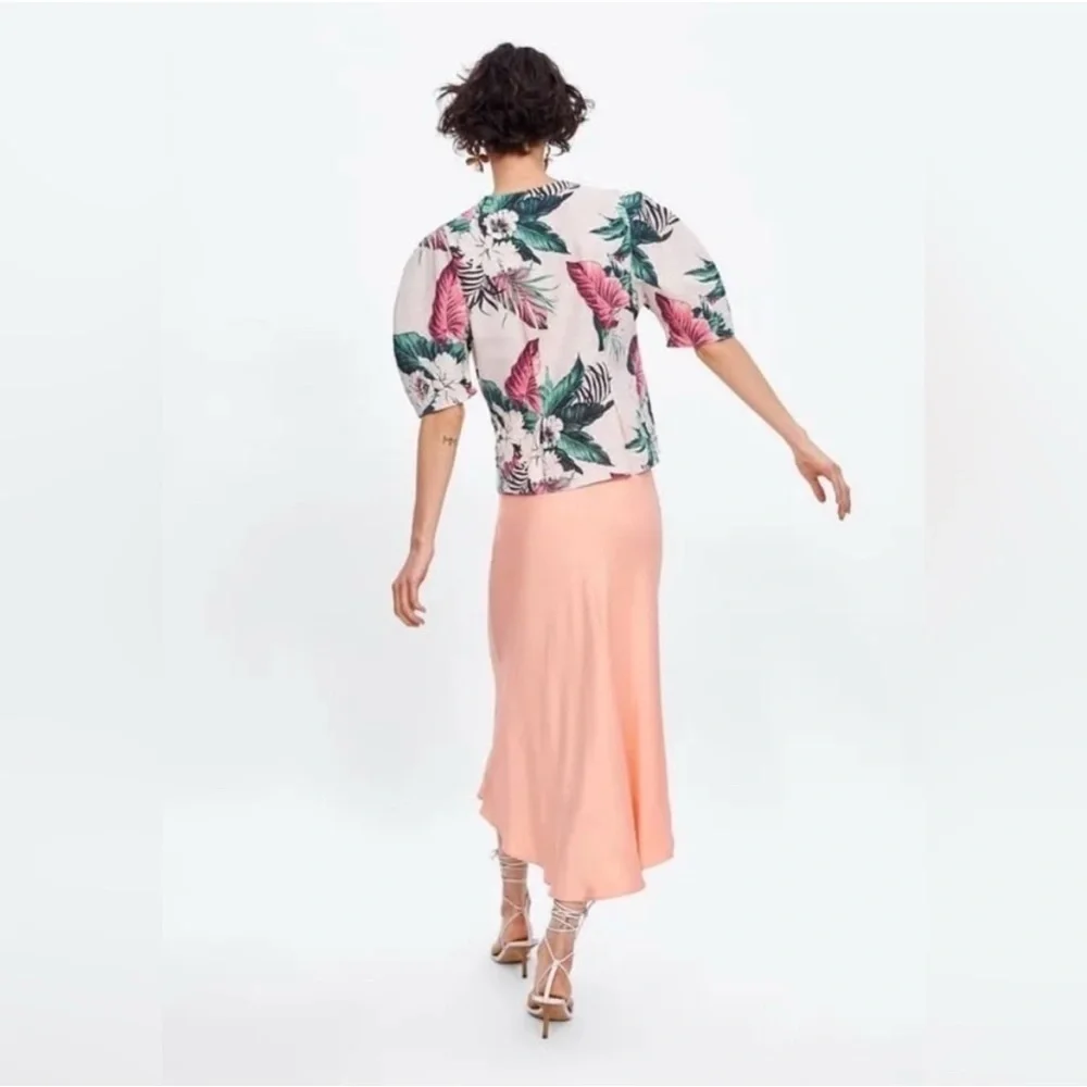 Zara Pink Linen Blend Wrap Blouse - Picture 11 of 11